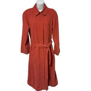 London Fog Women's Petite 8 Trench Coat Rain Jacket Hidden Buttons Belt Pockets